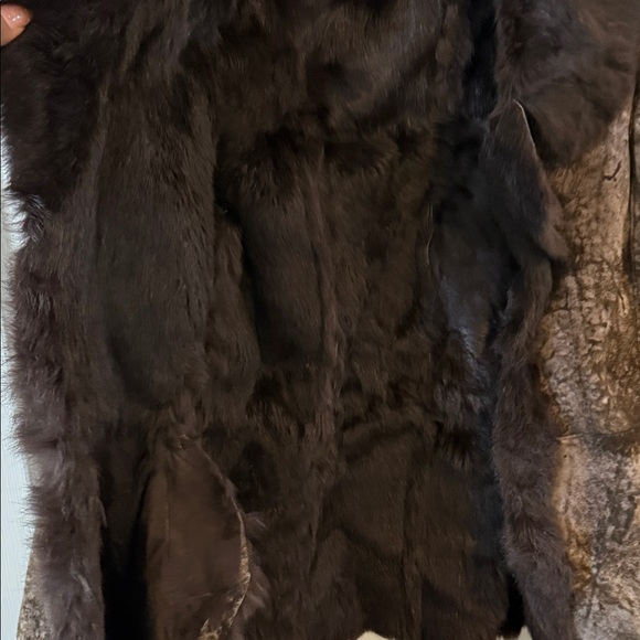 Red Fish Design Dark Brown rabbit fur Jacket - Picture 5 of 6